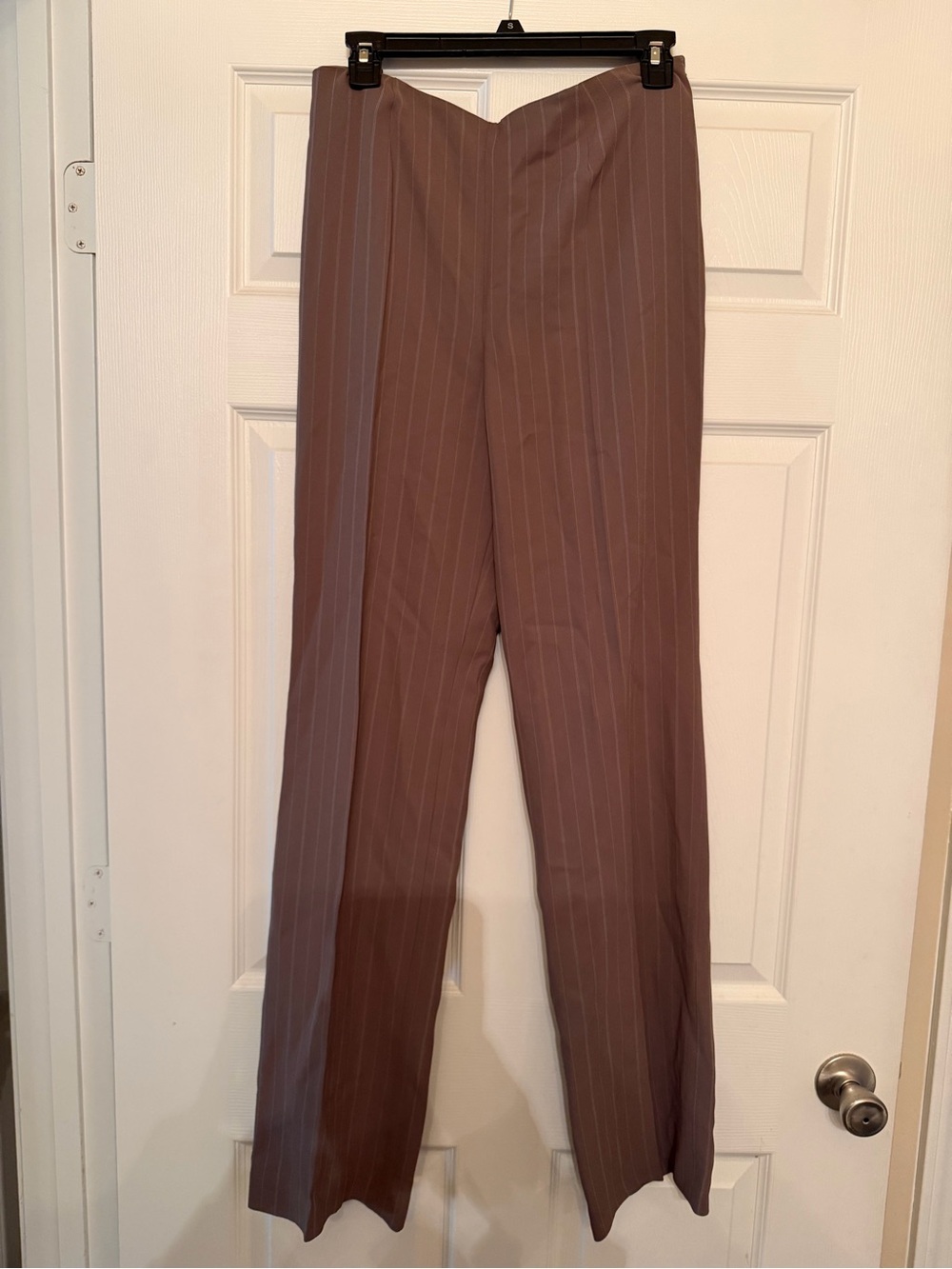 Adrienne Vittadini Brown Pinstripe Straight Leg Trousers